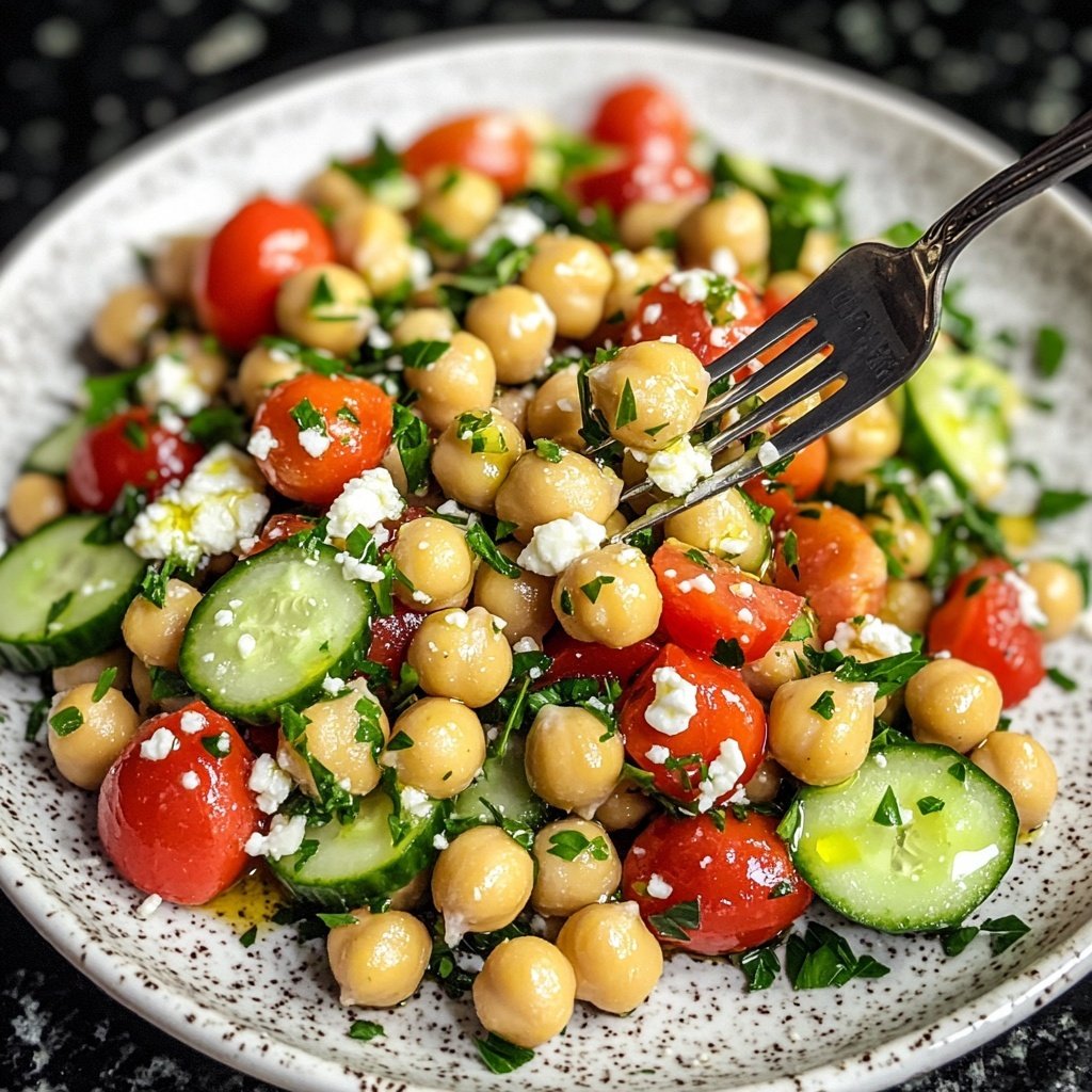 Healthy Mediterranean Chickpea Salad Lunch