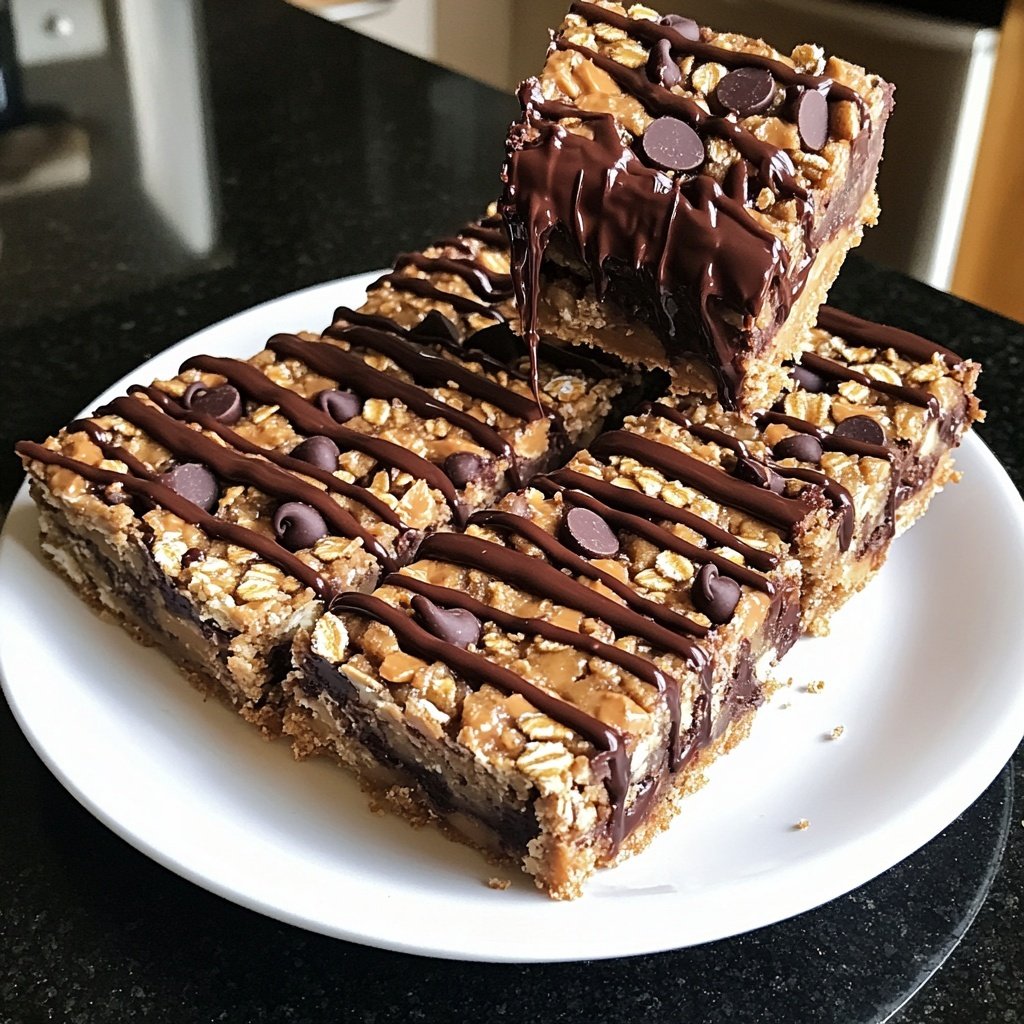 Chocolate Peanut Butter Oat Bars
