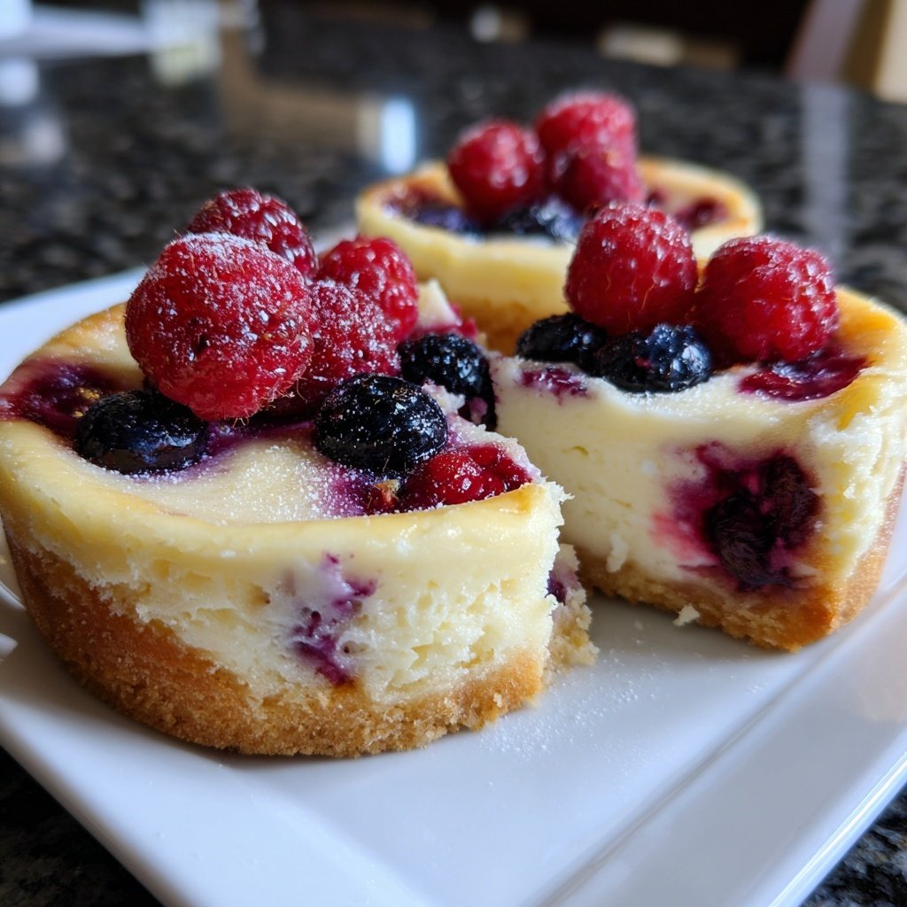 Mini Cheesecakes with Berry Swirl