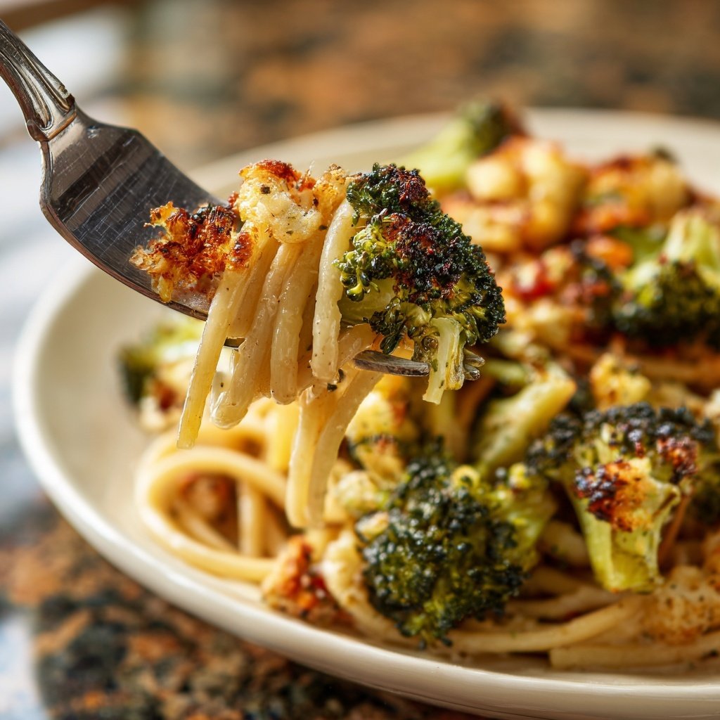 Roasted Broccoli Veggie Pasta