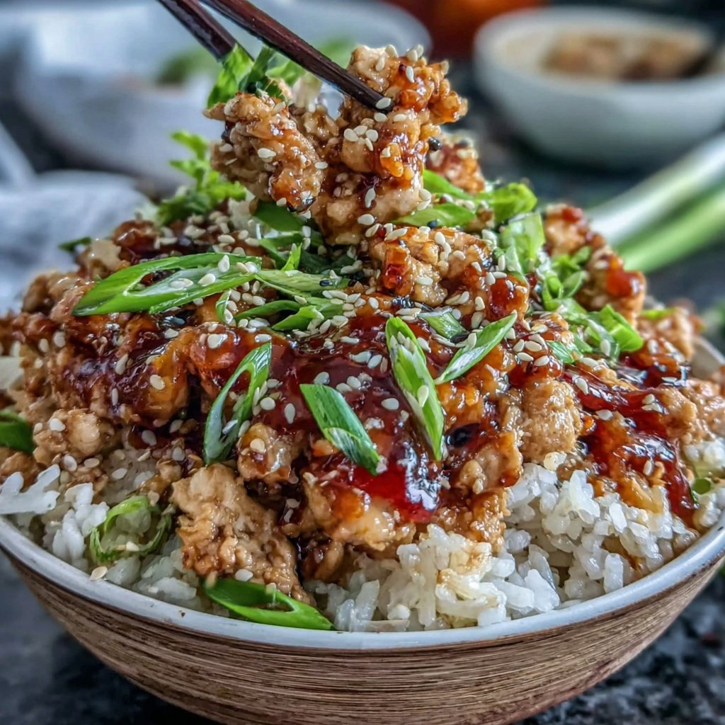 Ground Chicken Teriyaki Rice Bowl