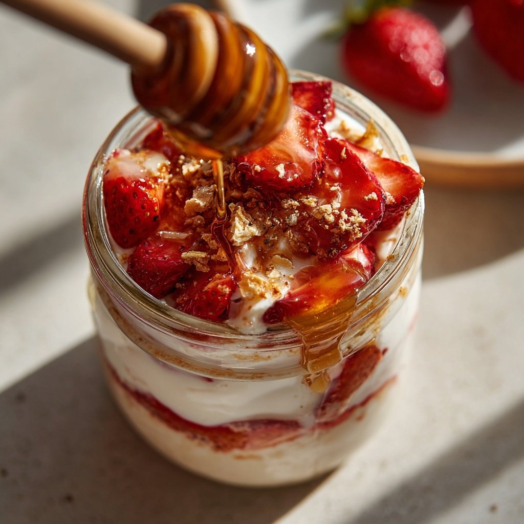 Strawberry Vanilla Yogurt Breakfast Jars